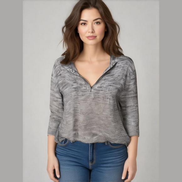 Draper’s & Damon’s Plus Size Quarter Zip Space Dye Knit Sweater - Picture 1 of 7